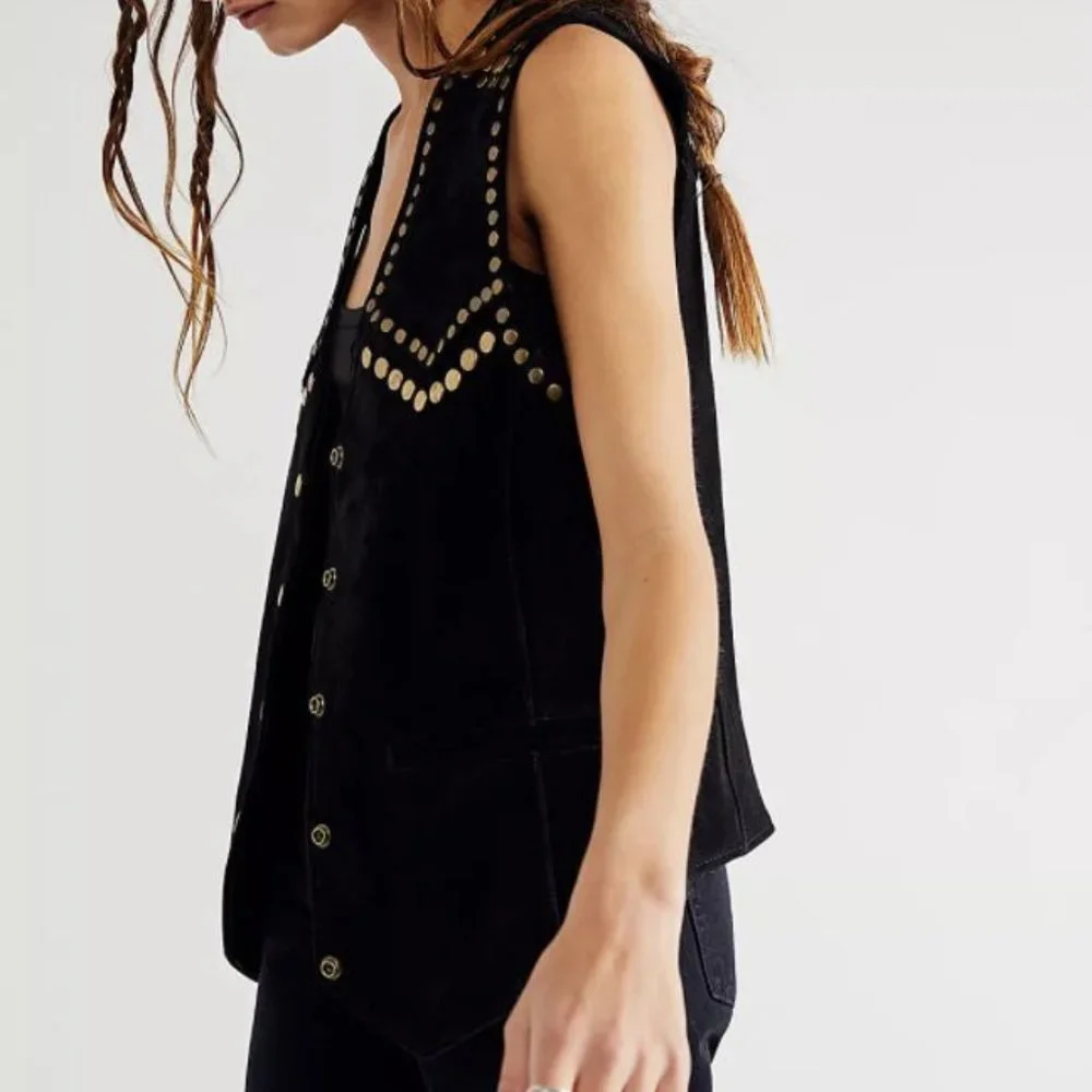 NWOT Free People Understated Leather Western Rachel Vest